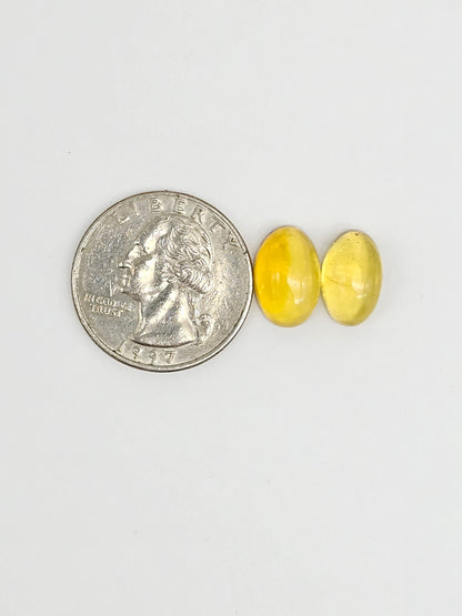 Amber cabochon pair | Artisan Cut Gemstone