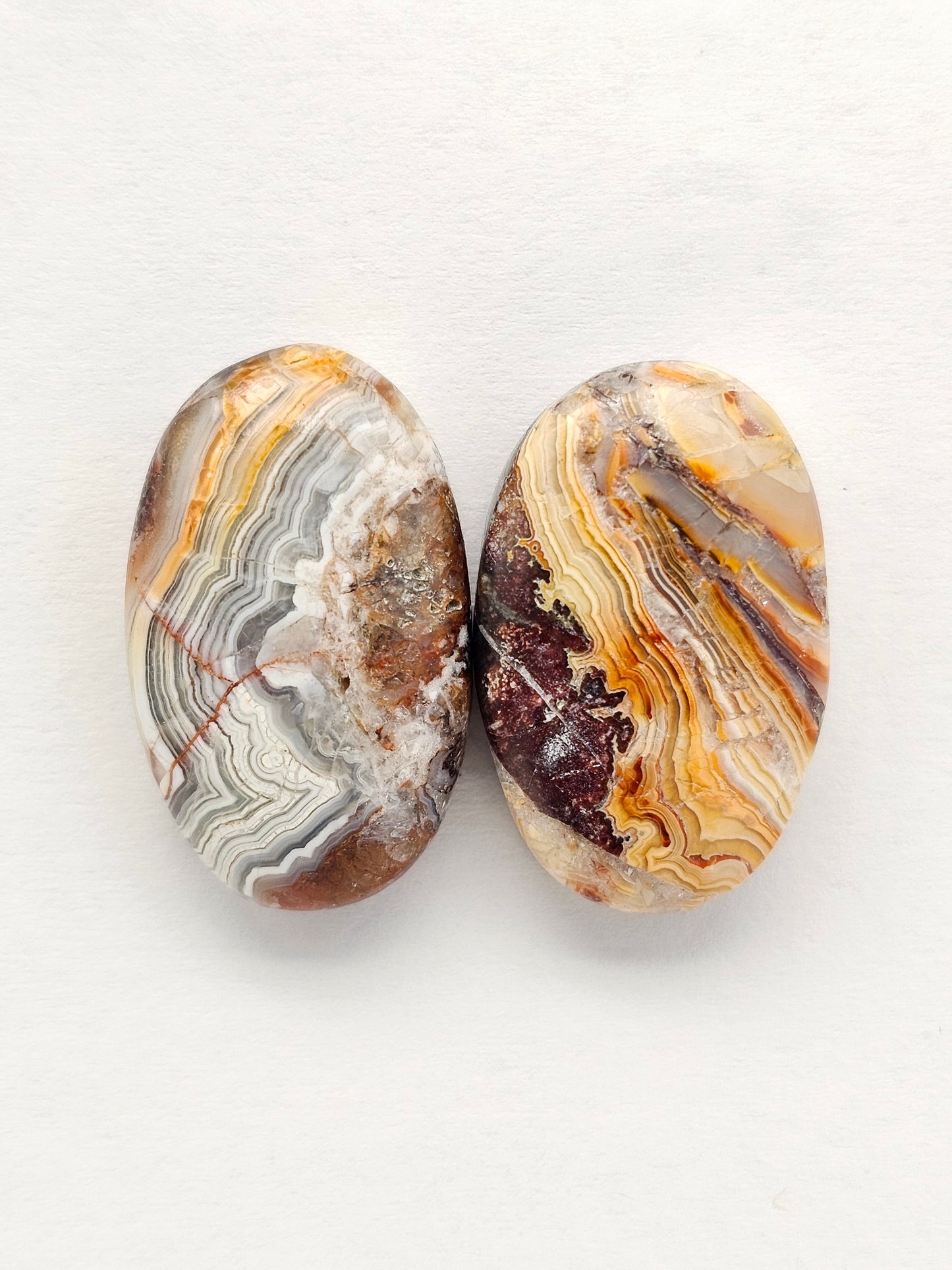 Mexican Crazy Lace Agate Pair Cabochons
