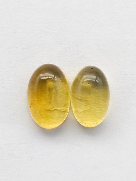 Amber cabochon pair | Artisan Cut Gemstone