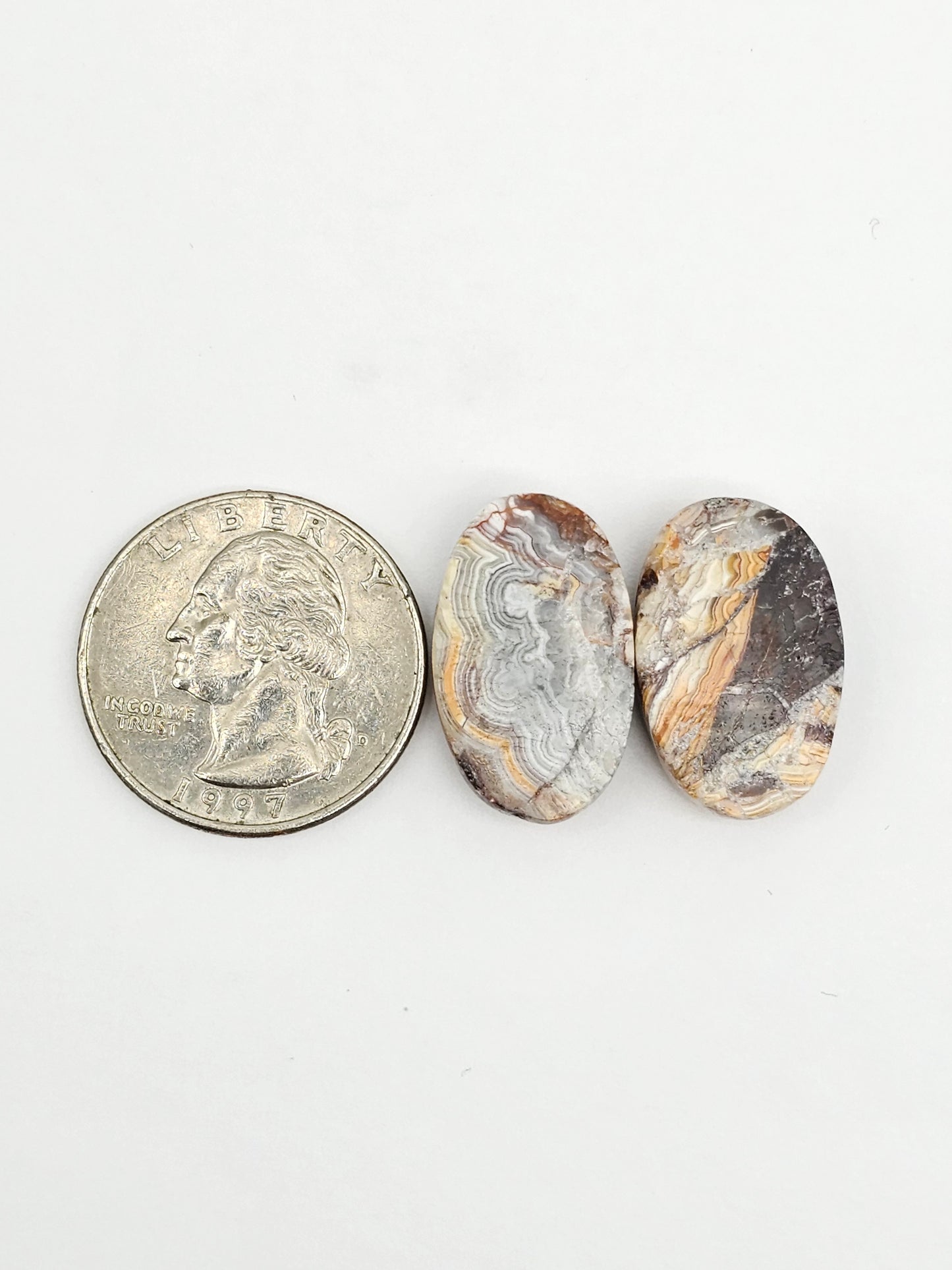 Mexican Crazy Lace Agate Pair Cabochons