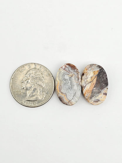 Mexican Crazy Lace Agate Pair Cabochons