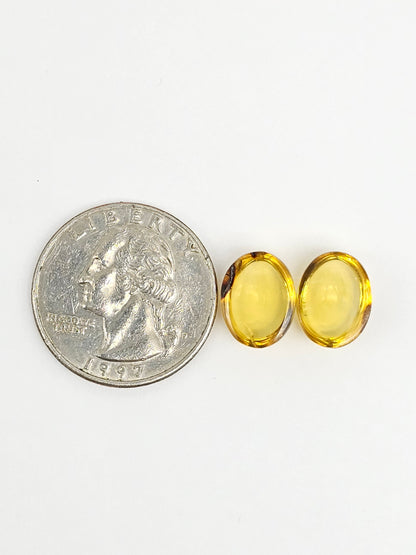 Amber cabochon pair | Artisan Cut Gemstone