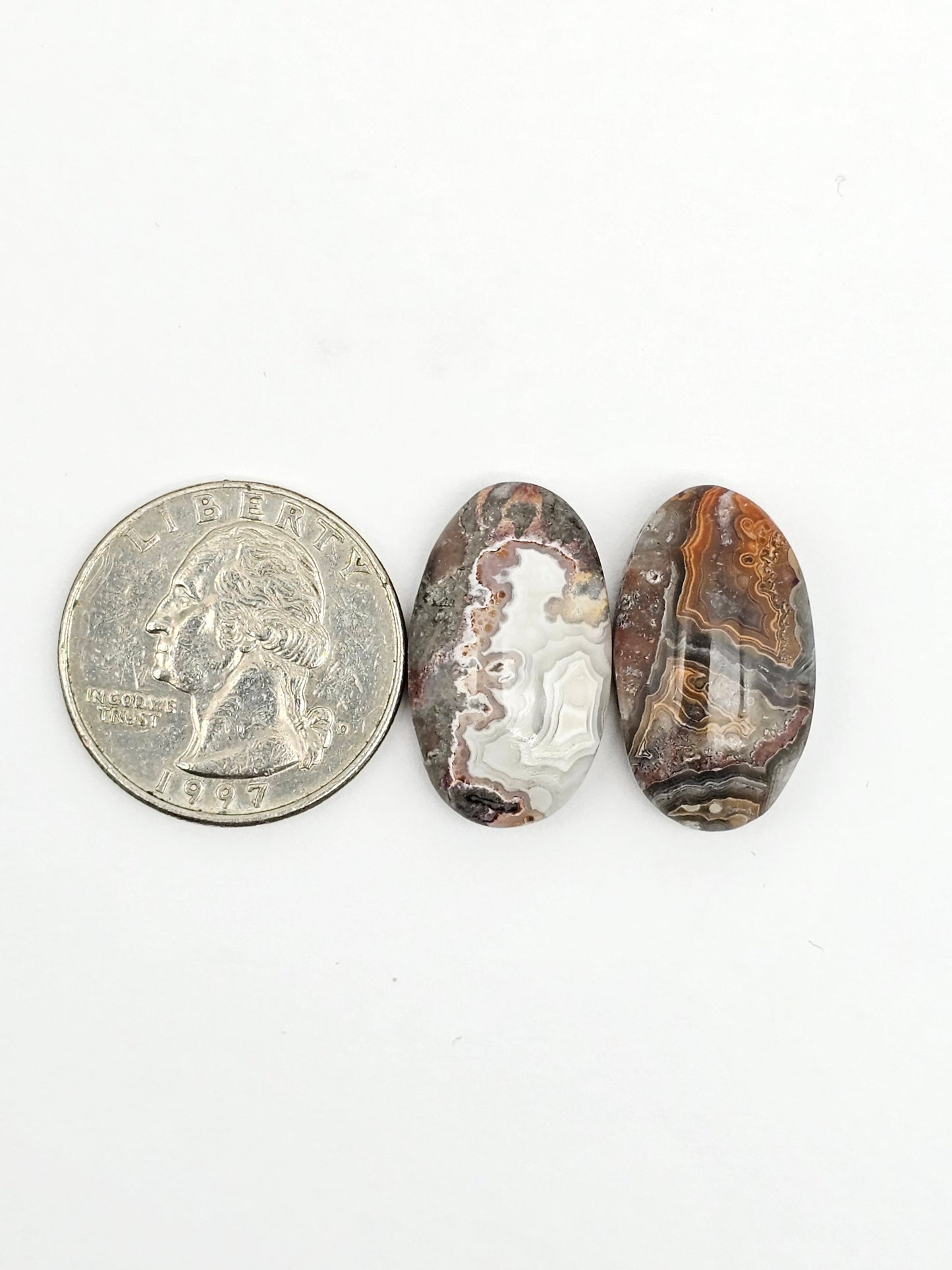 Mexican Crazy Lace Agate Pair Cabochons