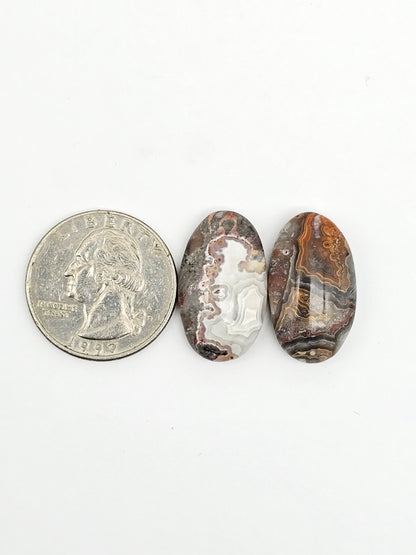 Mexican Crazy Lace Agate Pair Cabochons