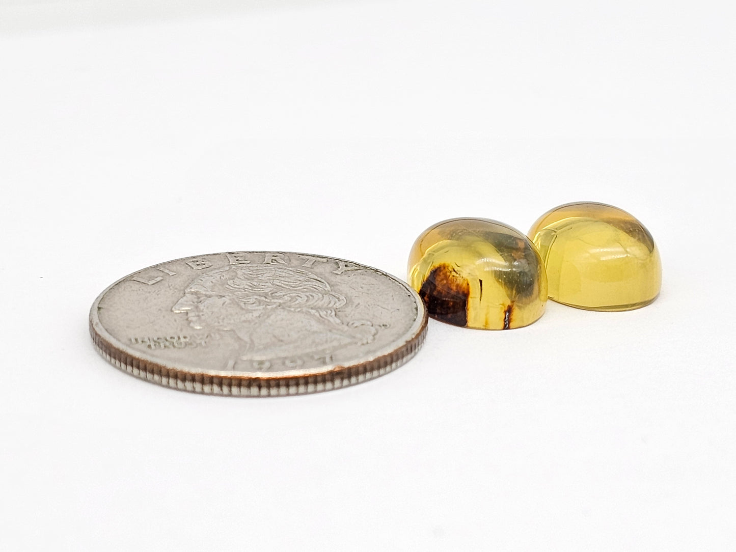 Amber cabochon pair | Artisan Cut Gemstone