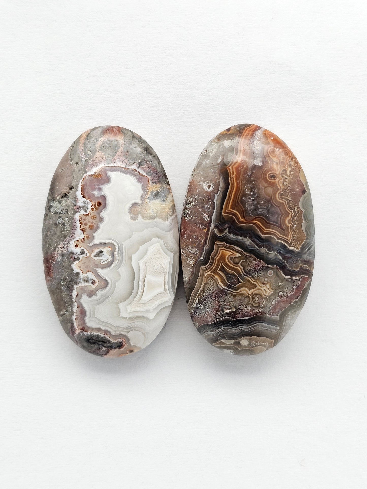 Mexican Crazy Lace Agate Pair Cabochons