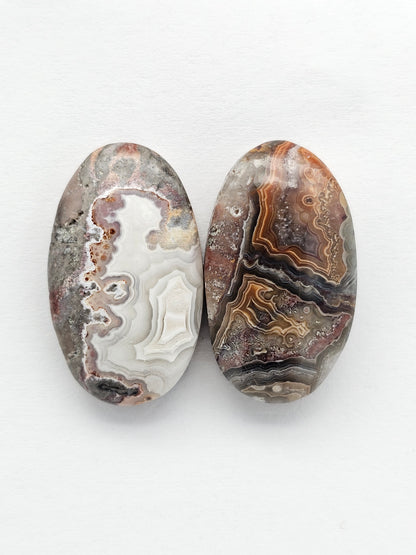 Mexican Crazy Lace Agate Pair Cabochons