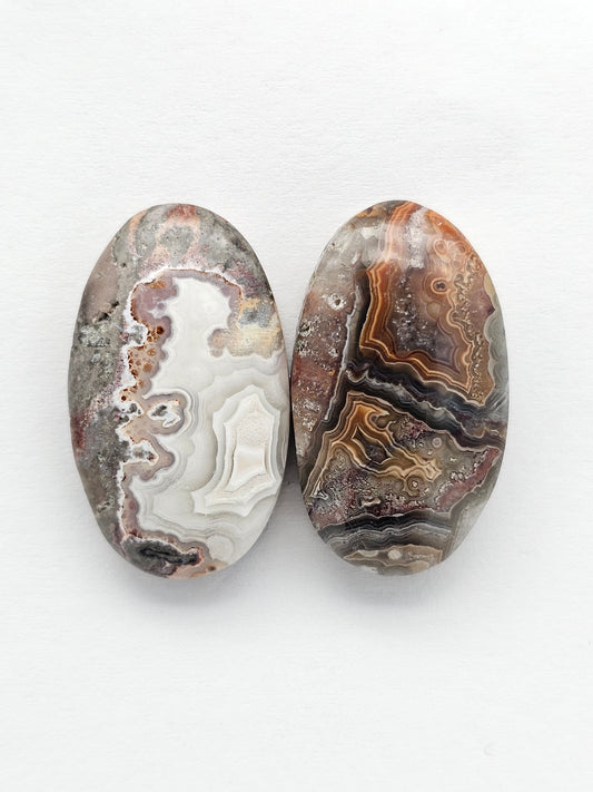Mexican Crazy Lace Agate Pair Cabochons