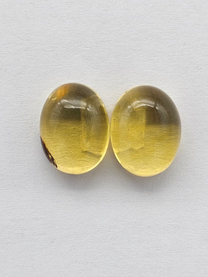 Amber cabochon pair | Artisan Cut Gemstone