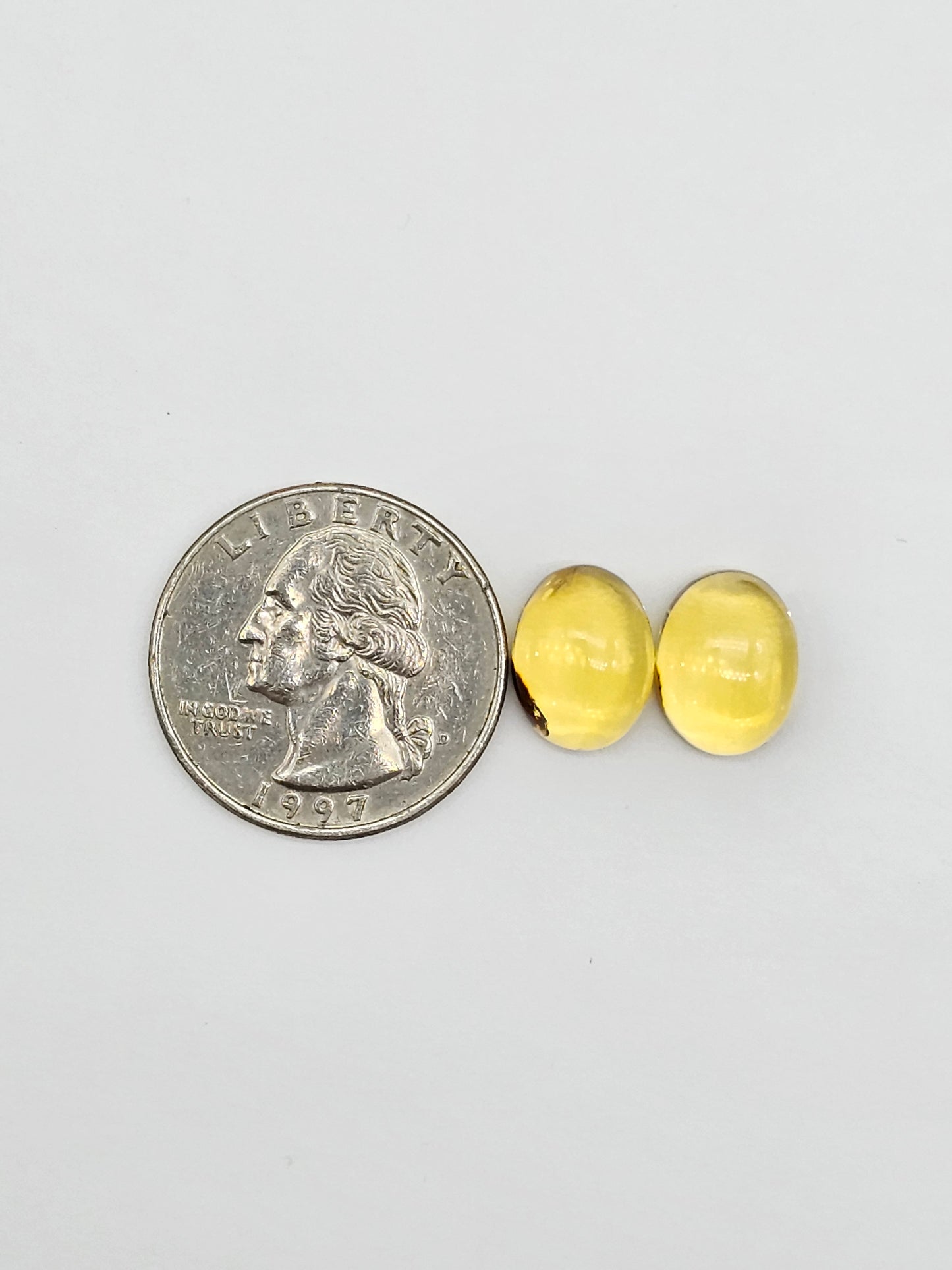 Amber cabochon pair | Artisan Cut Gemstone