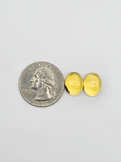Amber cabochon pair | Artisan Cut Gemstone