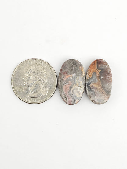 Mexican Crazy Lace Agate Pair Cabochons