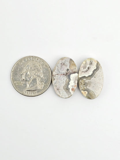 Mexican Crazy Lace Agate Pair Cabochons