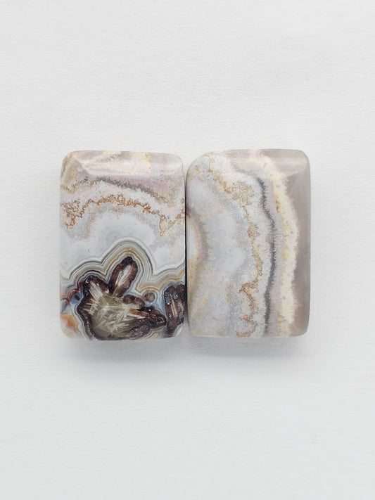 Mexican Crazy Lace Agate Pair Cabochons