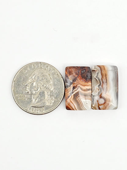 Mexican Crazy Lace Agate Pair Cabochons