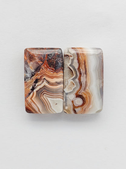 Mexican Crazy Lace Agate Pair Cabochons