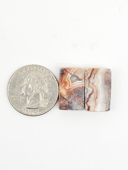 Mexican Crazy Lace Agate Pair Cabochons