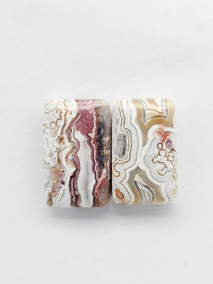 Mexican Crazy Lace Agate Pair Cabochons