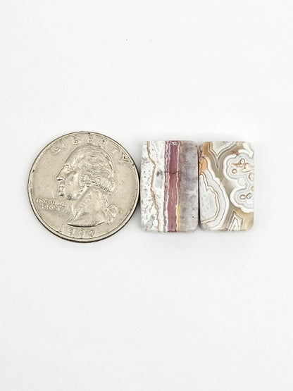 Mexican Crazy Lace Agate Pair Cabochons