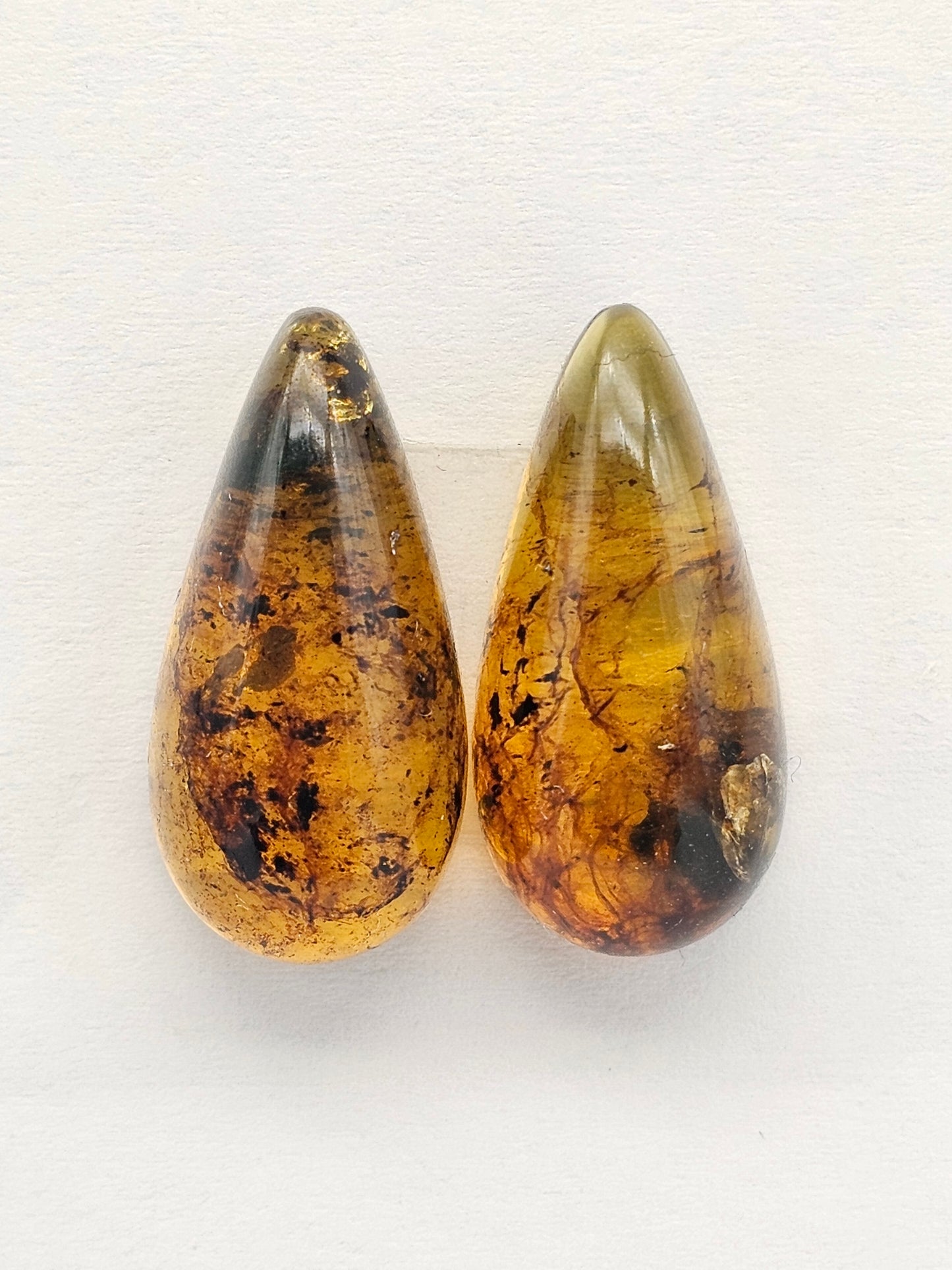 Amber cabochon pair | Artisan Cut Gemstone