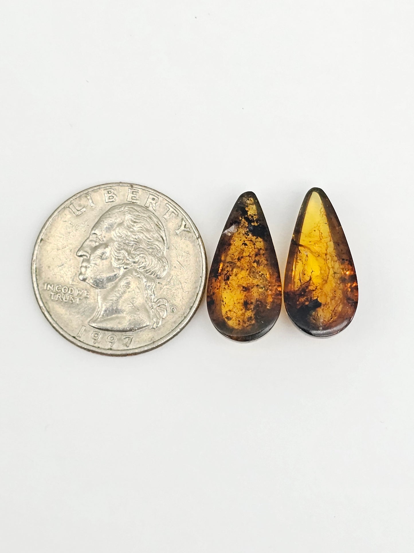 Amber cabochon pair | Artisan Cut Gemstone