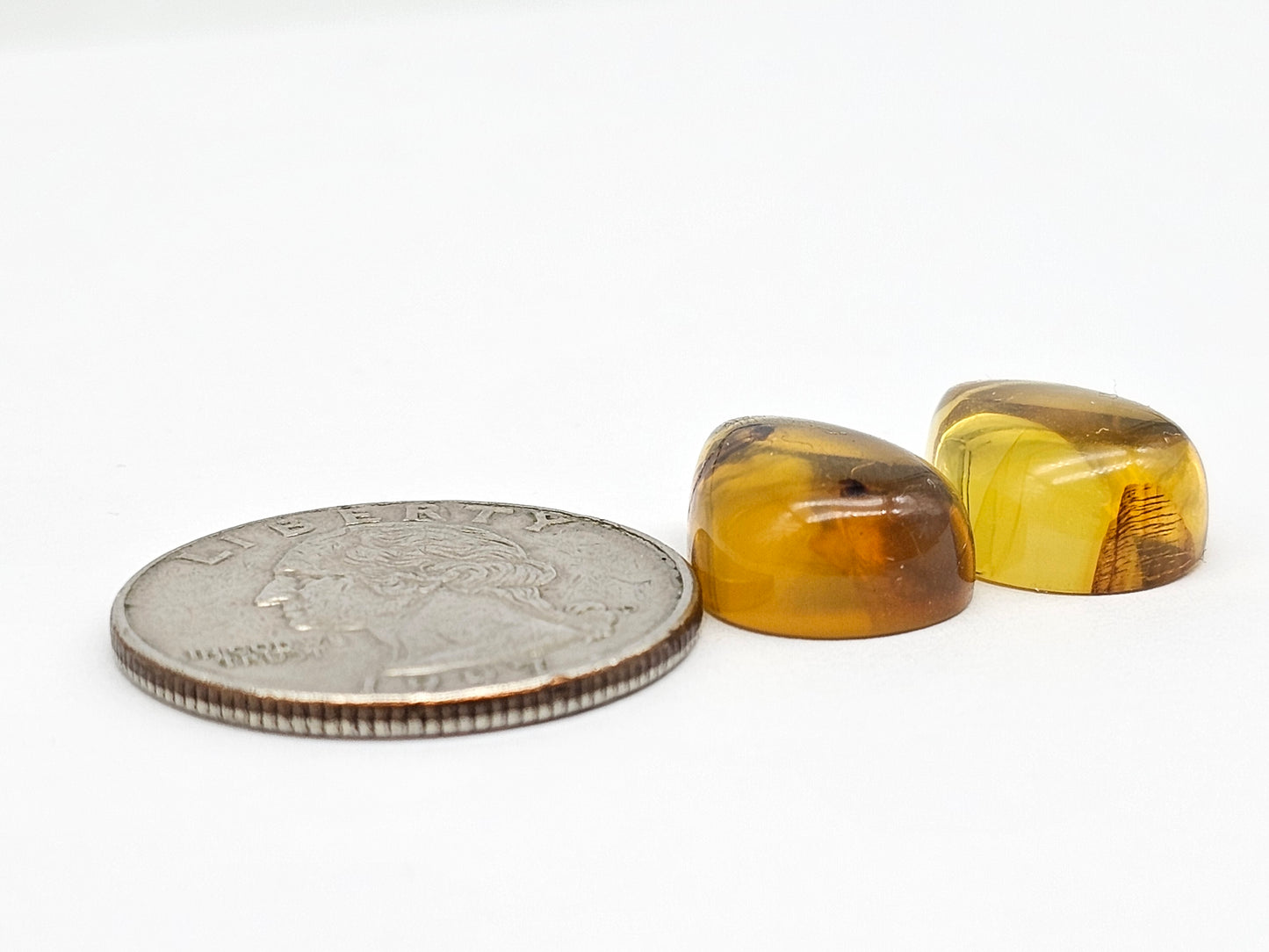 Amber cabochon pair | Artisan Cut Gemstone
