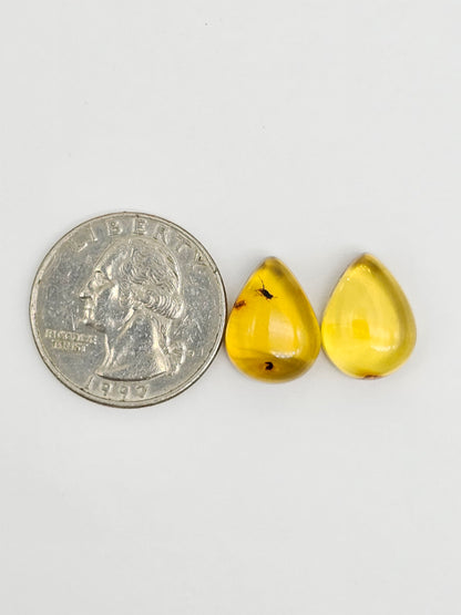 Amber cabochon pair | Artisan Cut Gemstone
