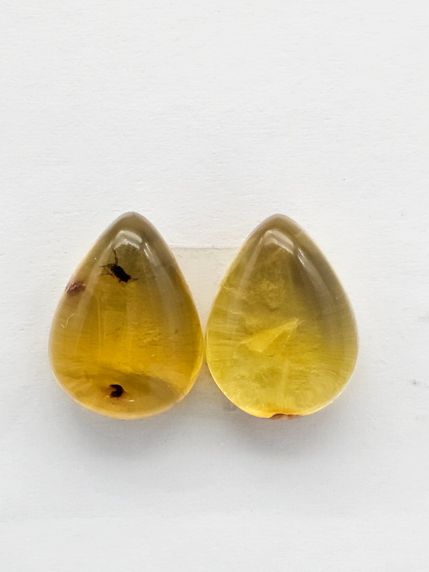Amber cabochon pair | Artisan Cut Gemstone