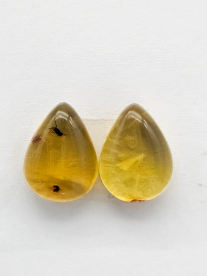 Amber cabochon pair | Artisan Cut Gemstone