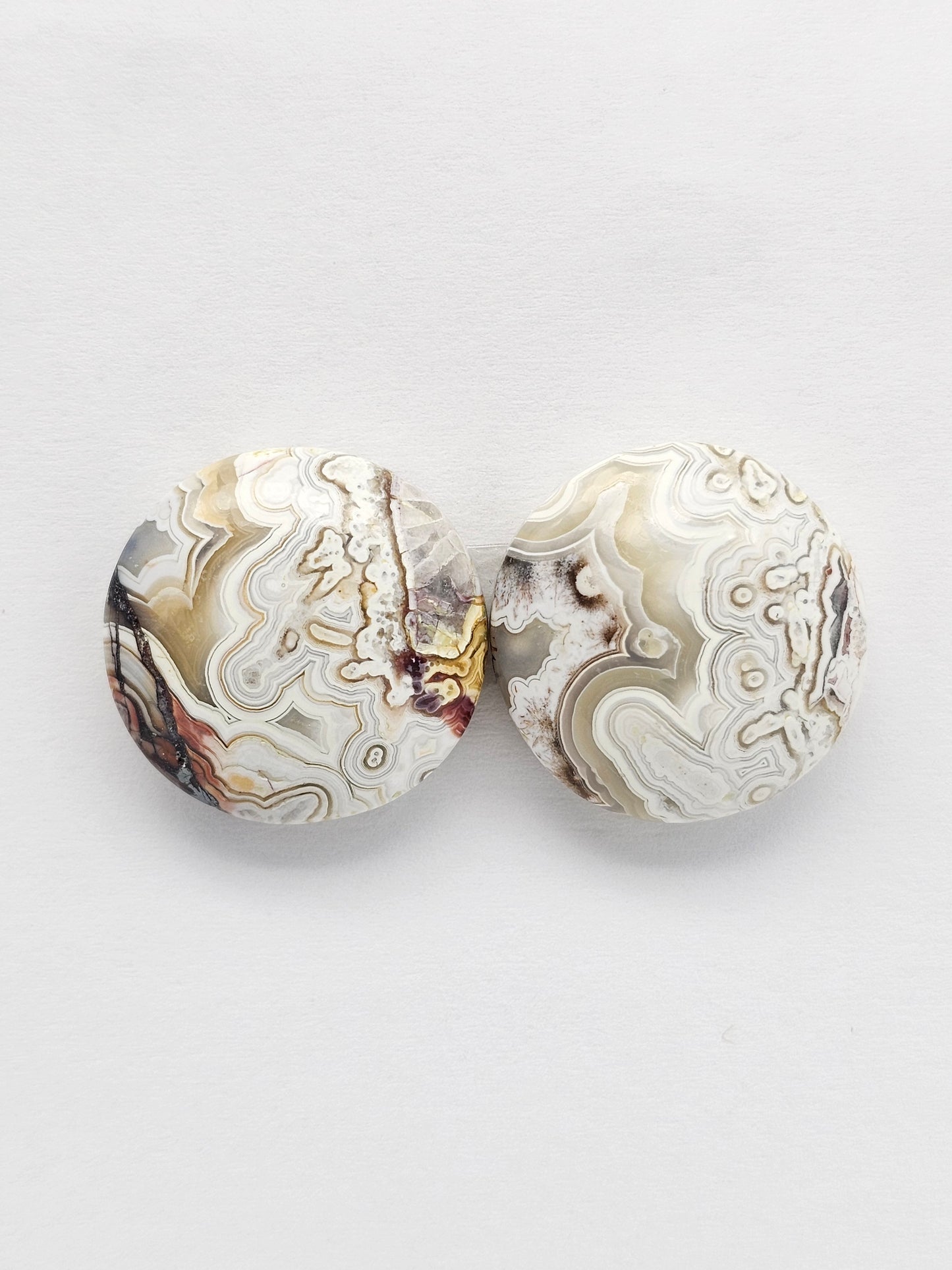 Mexican Crazy Lace Agate Pair Cabochons