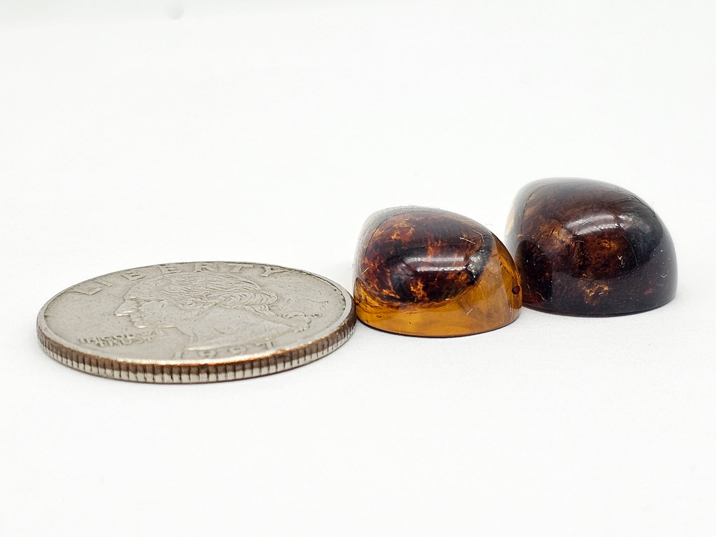 Amber cabochon pair | Artisan Cut Gemstone