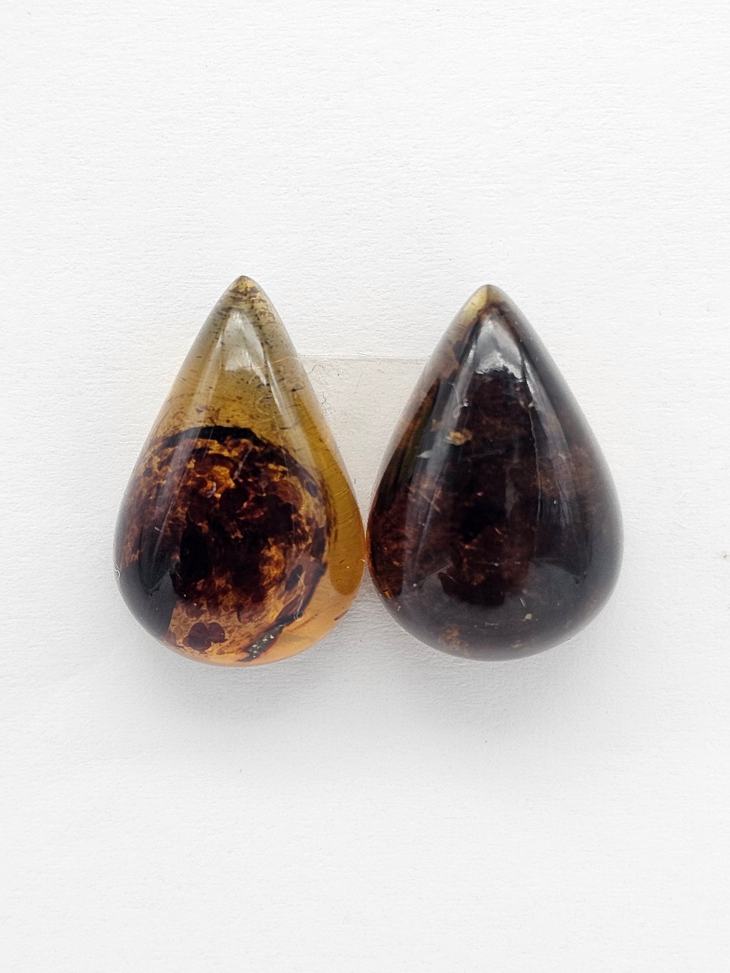 Amber cabochon pair | Artisan Cut Gemstone