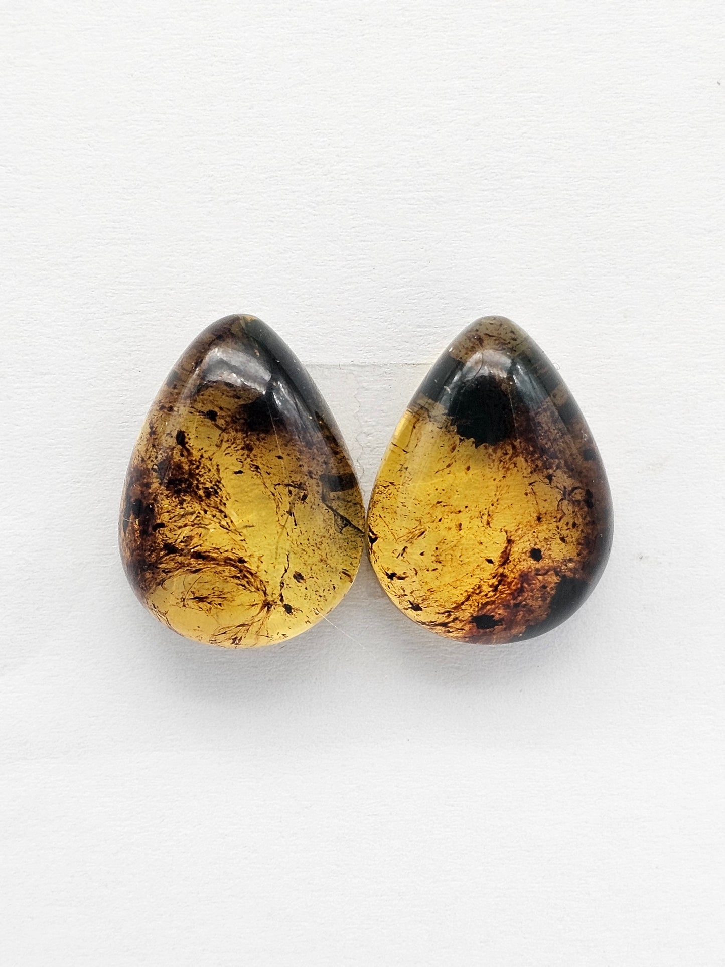 Amber cabochon pair | Artisan Cut Gemstone