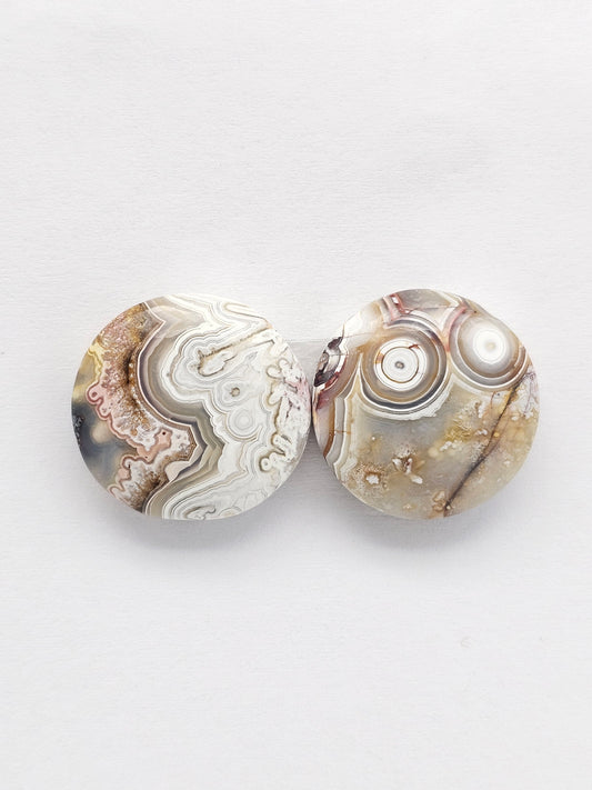 Mexican Crazy Lace Agate Pair Cabochons