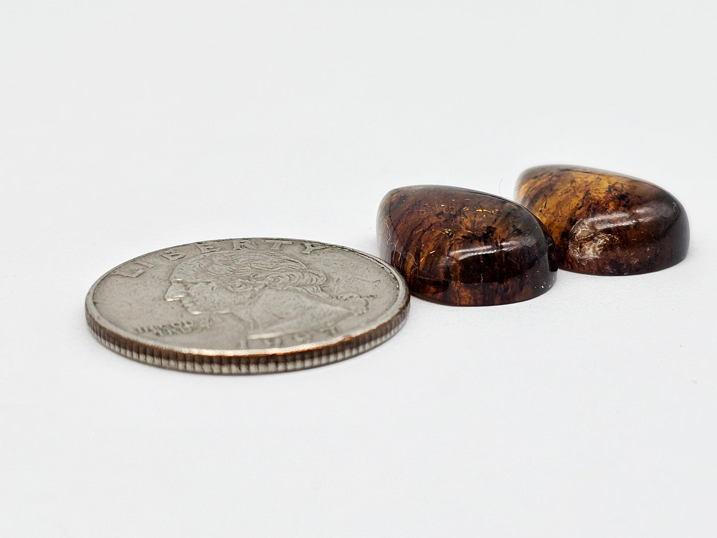 Amber cabochon pair | Artisan Cut Gemstone