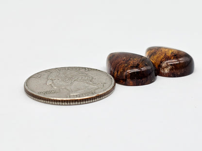 Amber cabochon pair | Artisan Cut Gemstone