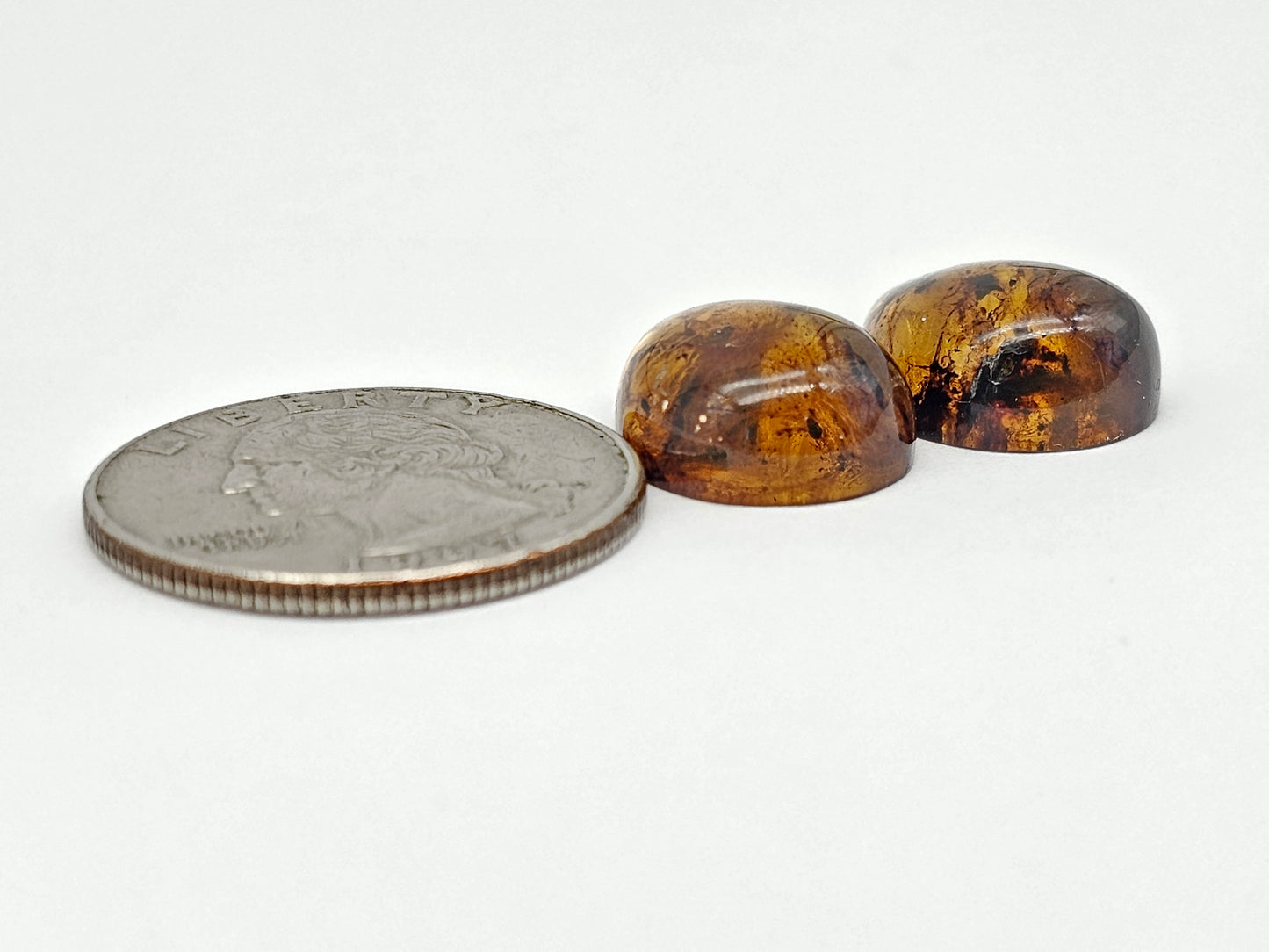 Amber cabochon pair | Artisan Cut Gemstone