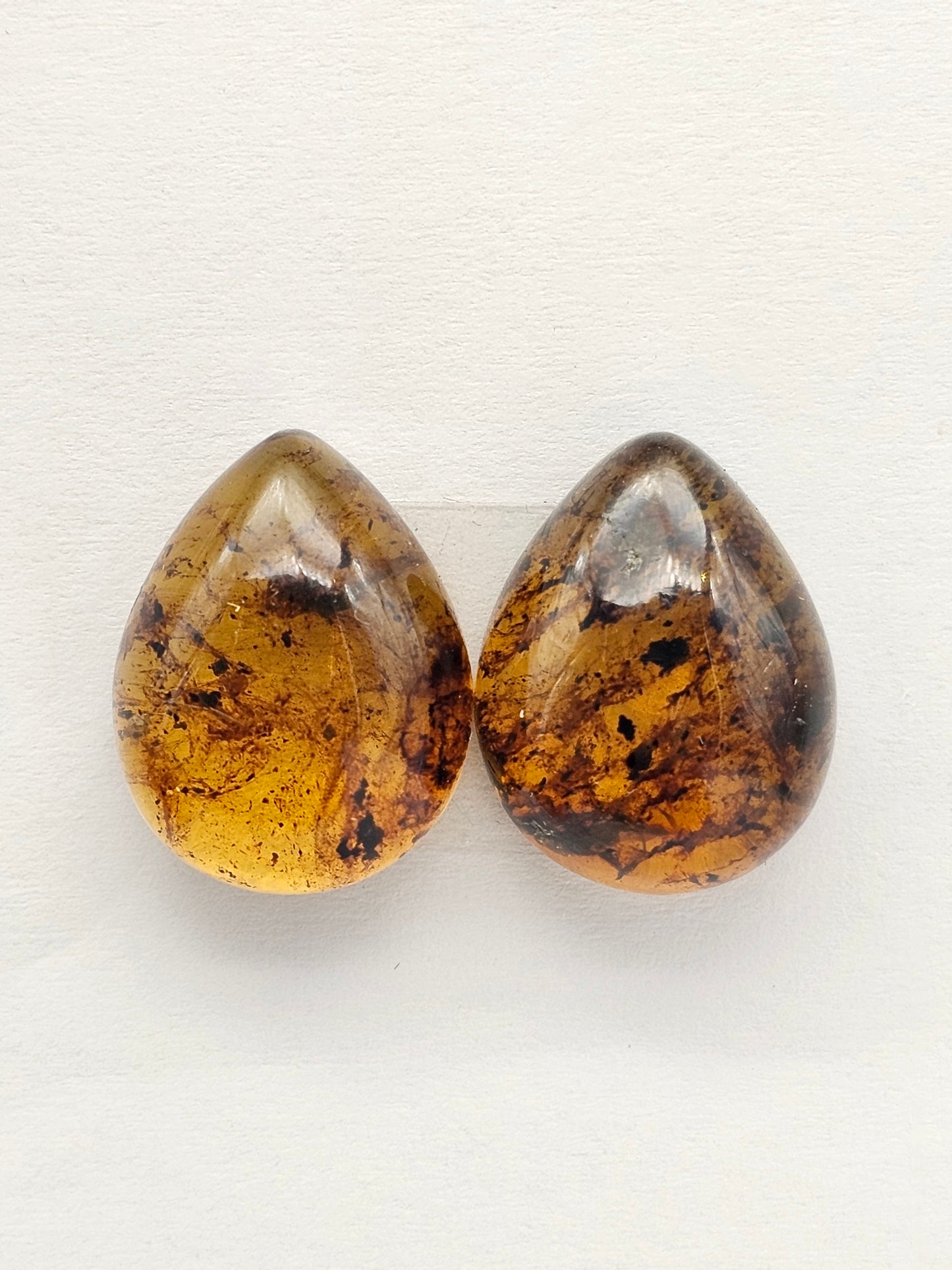 Amber cabochon pair | Artisan Cut Gemstone