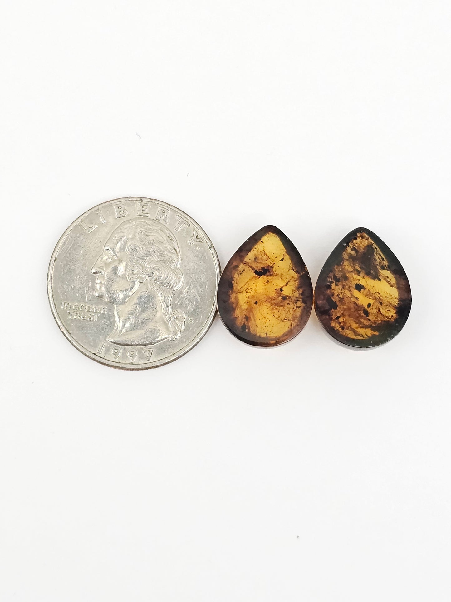 Amber cabochon pair | Artisan Cut Gemstone