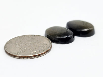 Golden obsidian Cabochon Pair | Natural Mexican Obsidian for Silversmiths