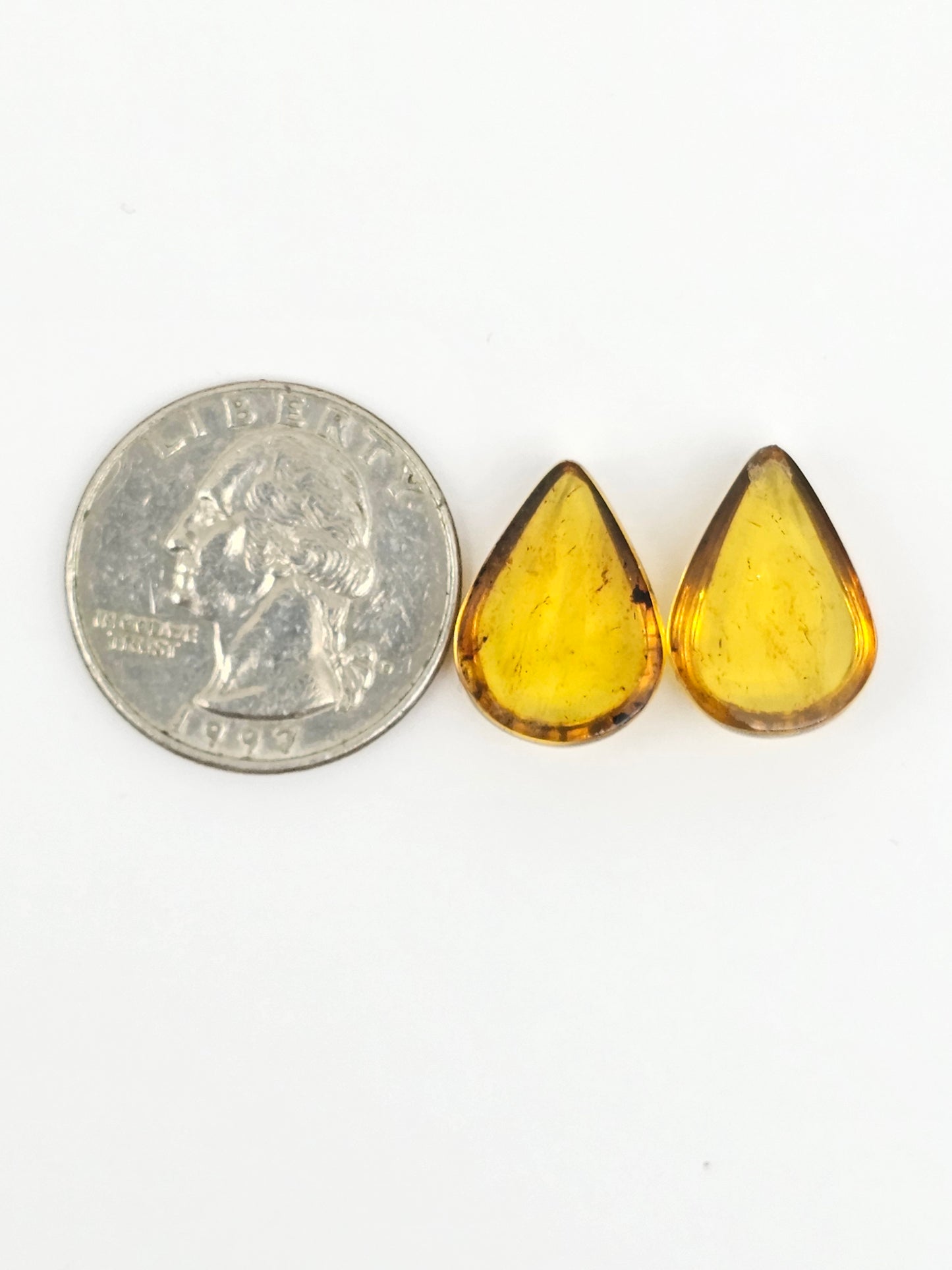Amber cabochon pair | Artisan Cut Gemstone