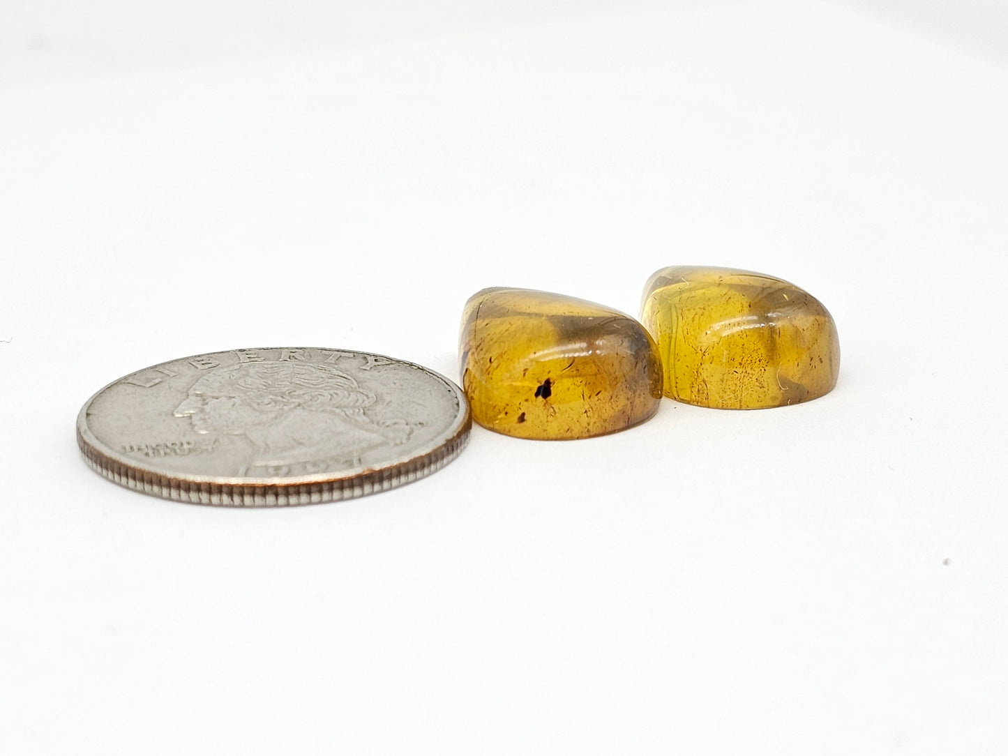 Amber cabochon pair | Artisan Cut Gemstone