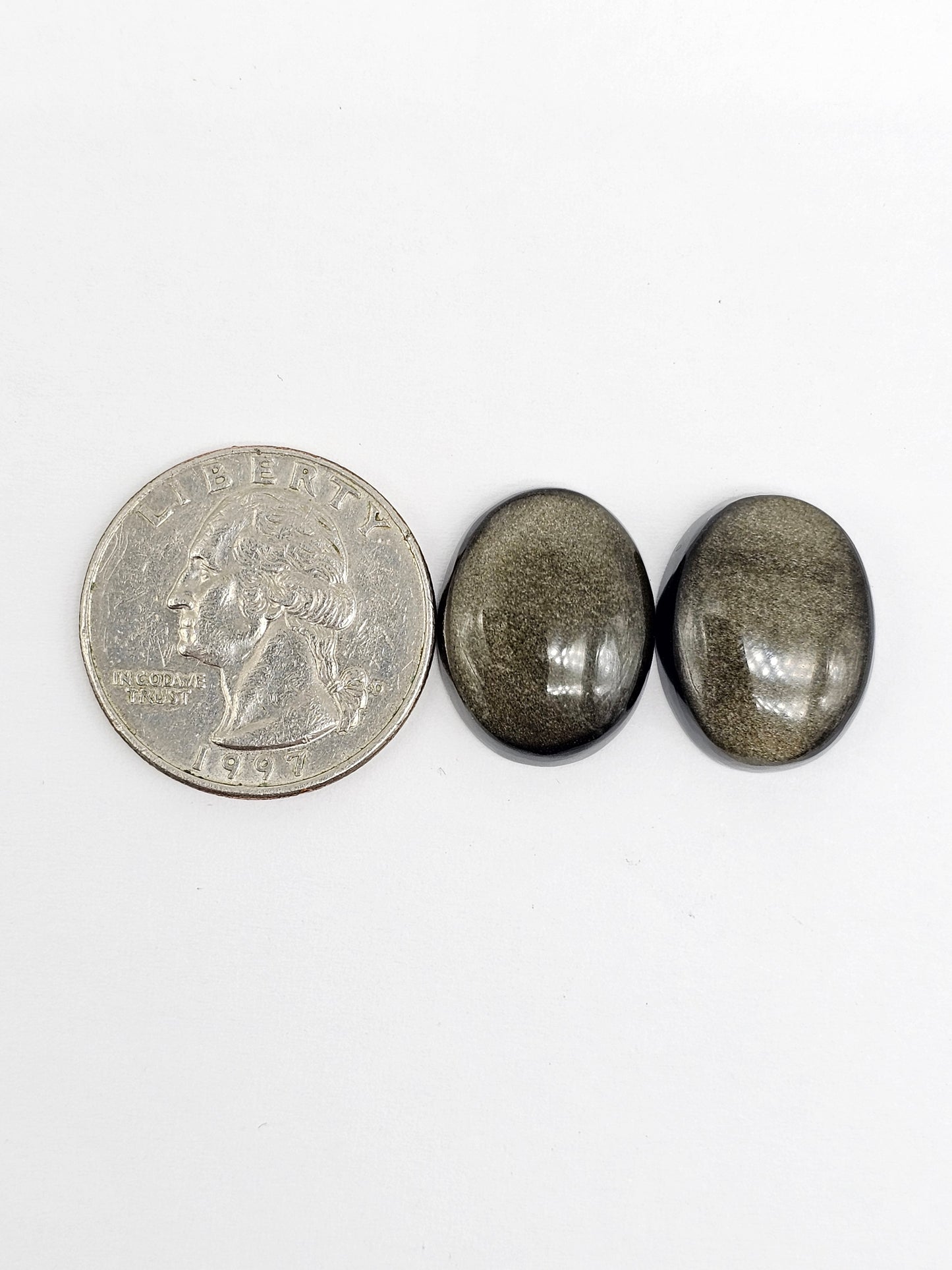 Golden obsidian Cabochon Pair | Natural Mexican Obsidian for Silversmiths