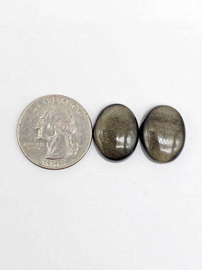 Golden obsidian Cabochon Pair | Natural Mexican Obsidian for Silversmiths
