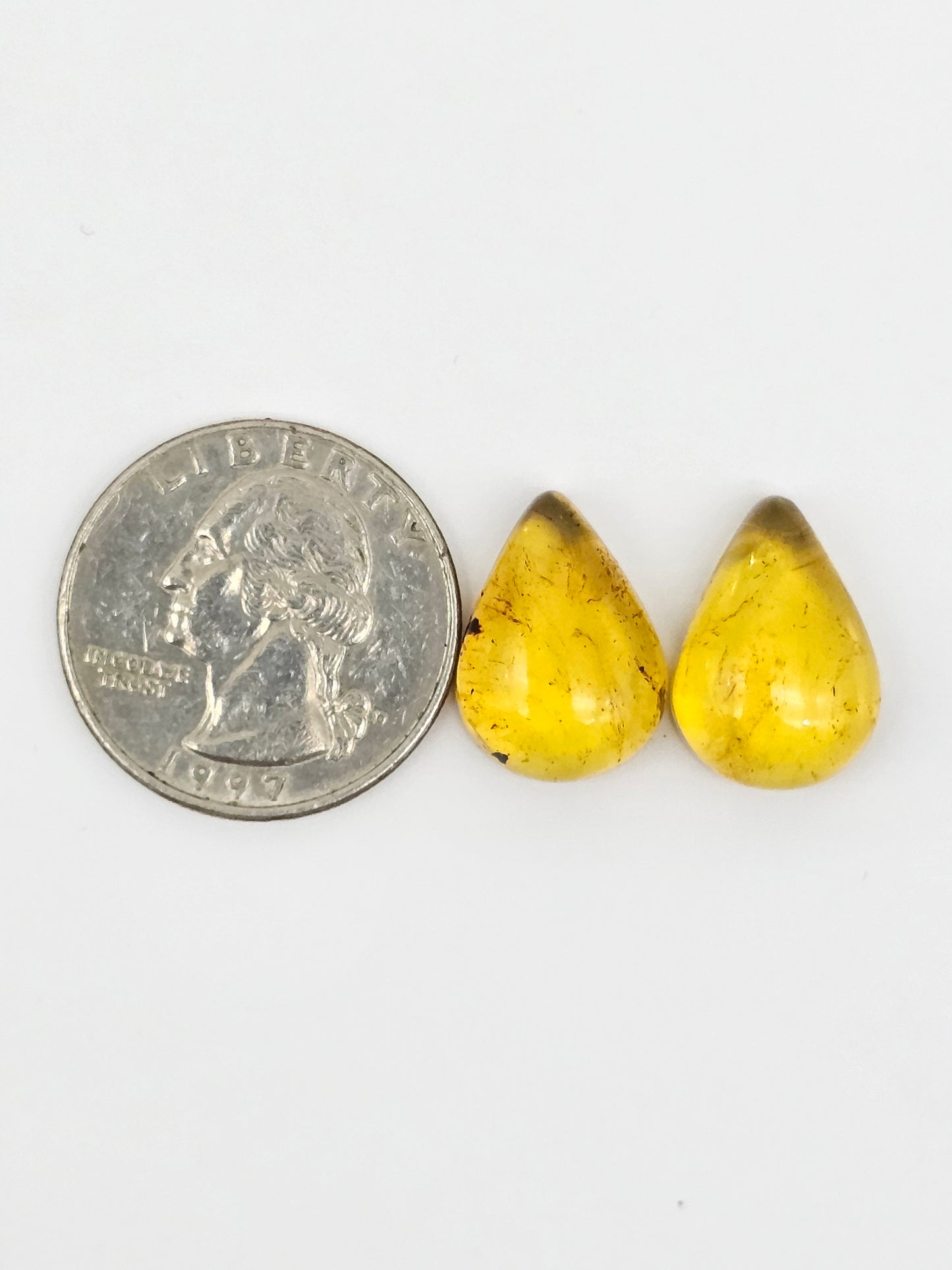 Amber cabochon pair | Artisan Cut Gemstone