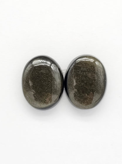 Golden obsidian Cabochon Pair | Natural Mexican Obsidian for Silversmiths