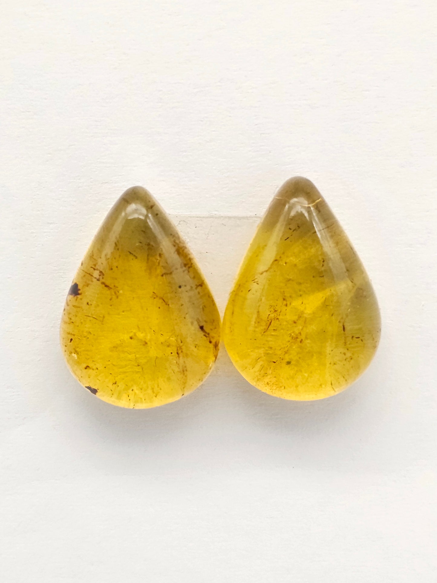 Amber cabochon pair | Artisan Cut Gemstone