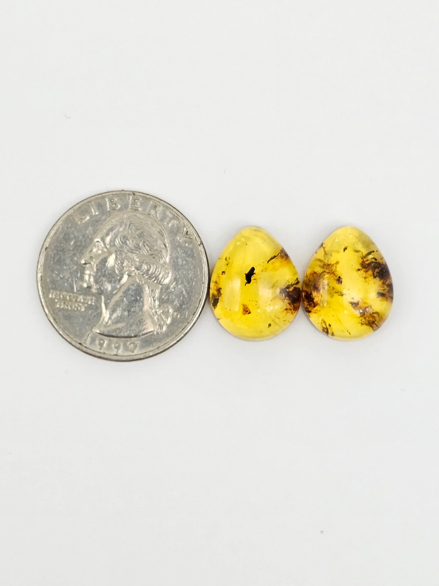Amber cabochon pair | Artisan Cut Gemstone