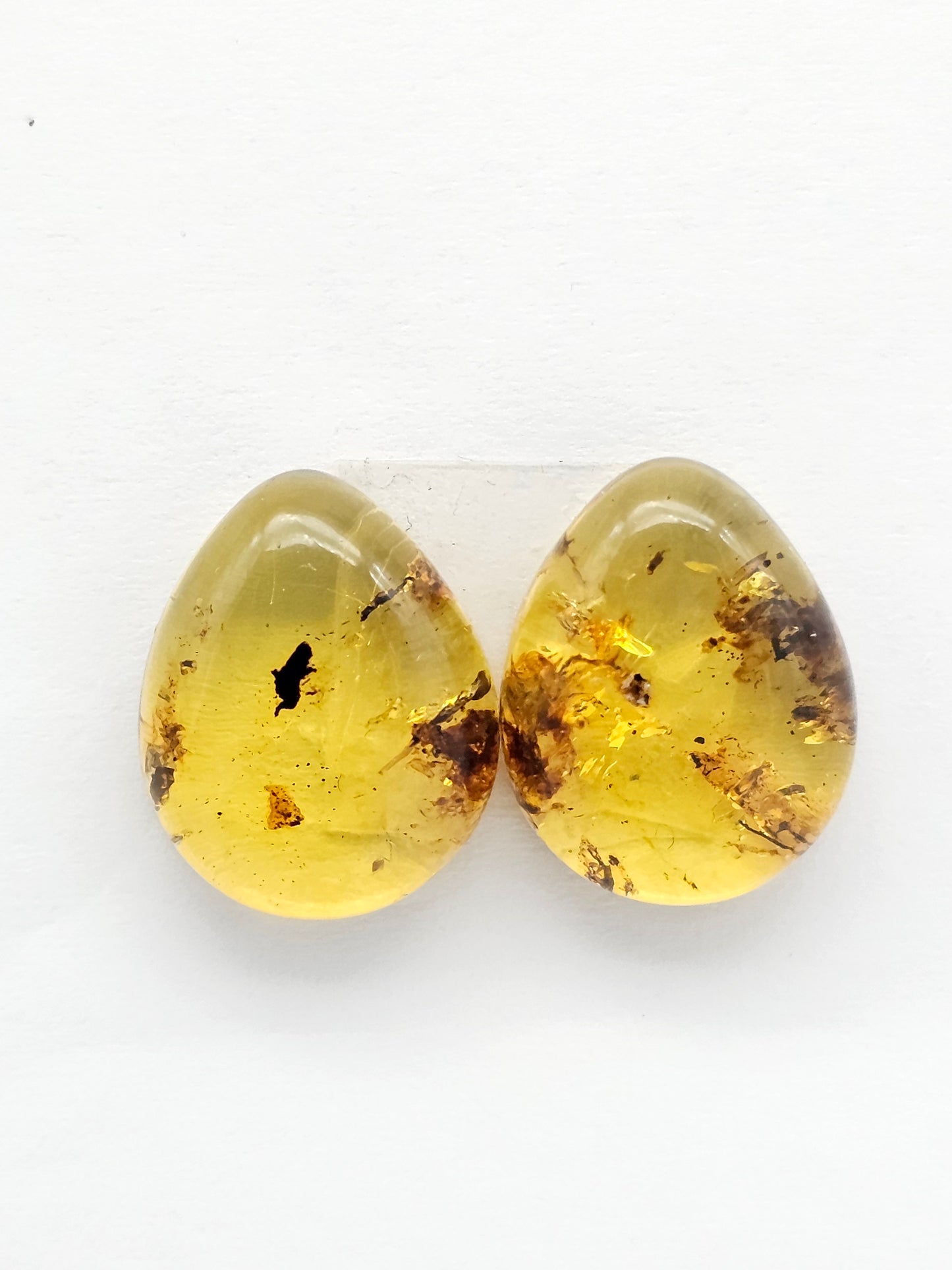 Amber cabochon pair | Artisan Cut Gemstone