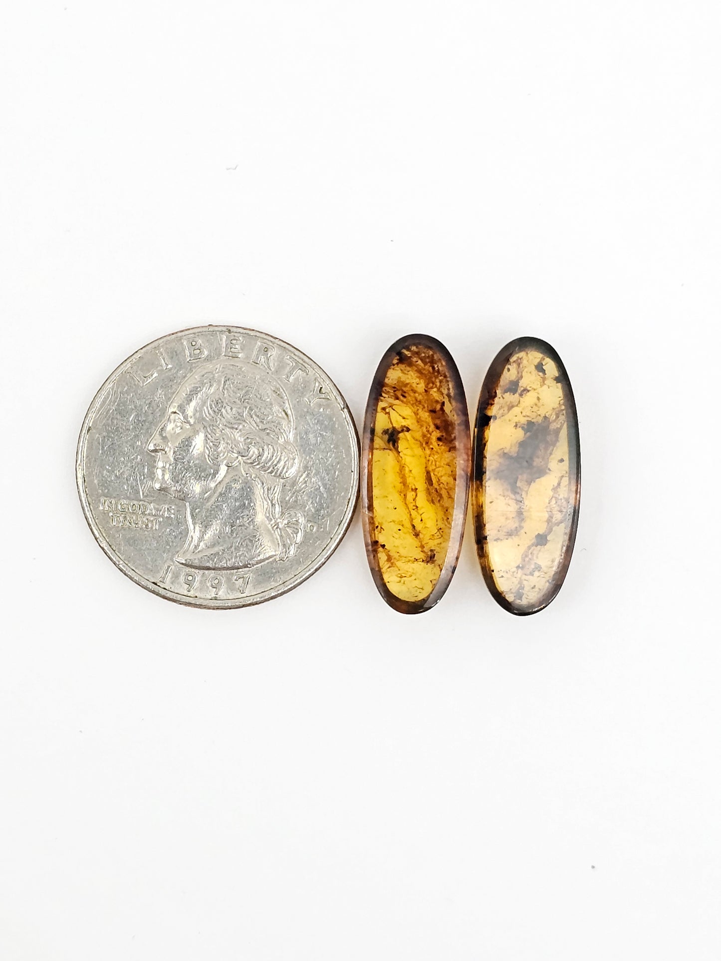 Amber cabochon pair | Artisan Cut Gemstone